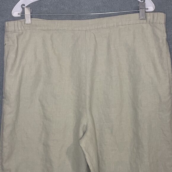 Outfit JPR Pants Womens Medium Green 100% Linen Elastic Waist‎ Pockets Vacation - Picture 8 of 10